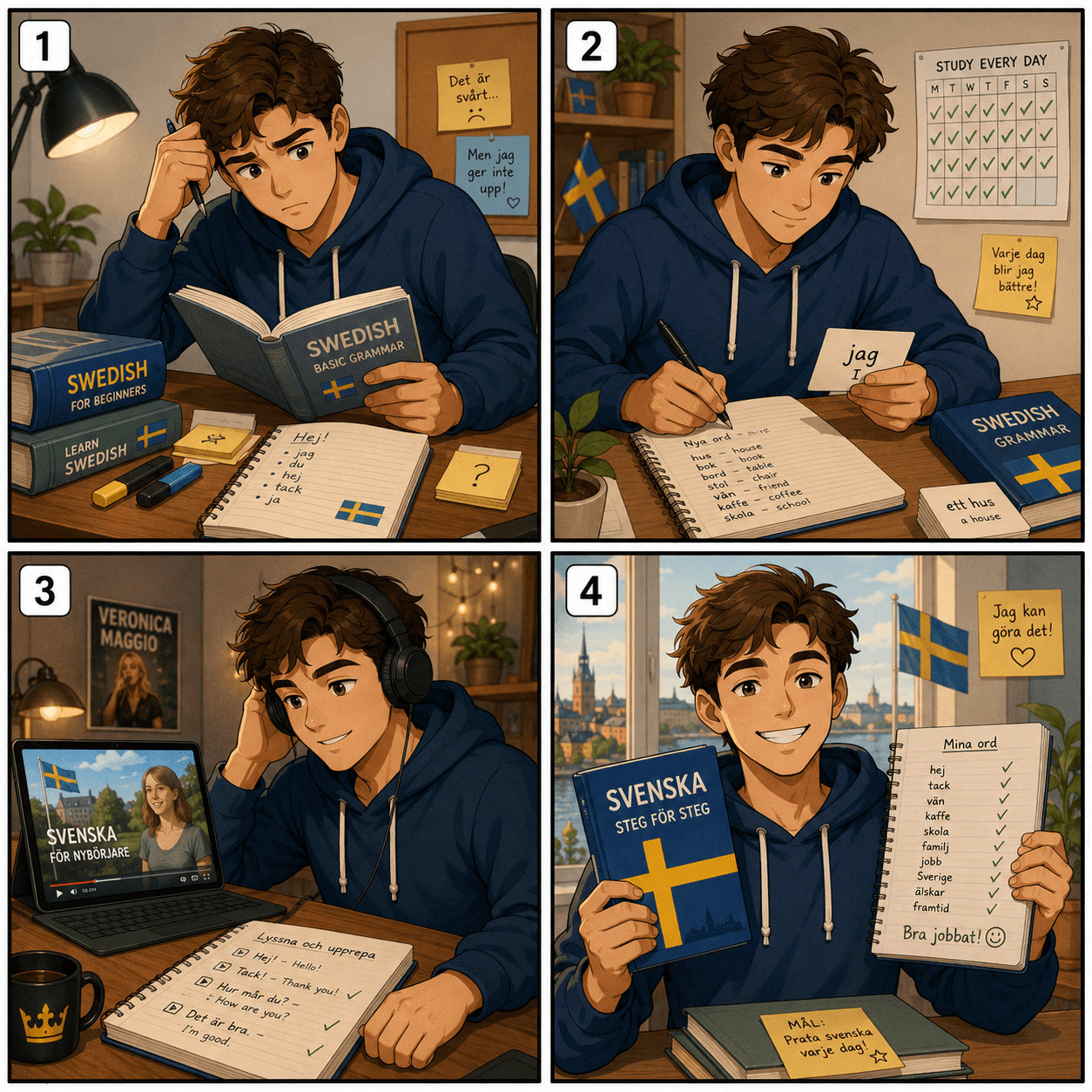 Övningsbild för Mina erfarenheter av svenska språket